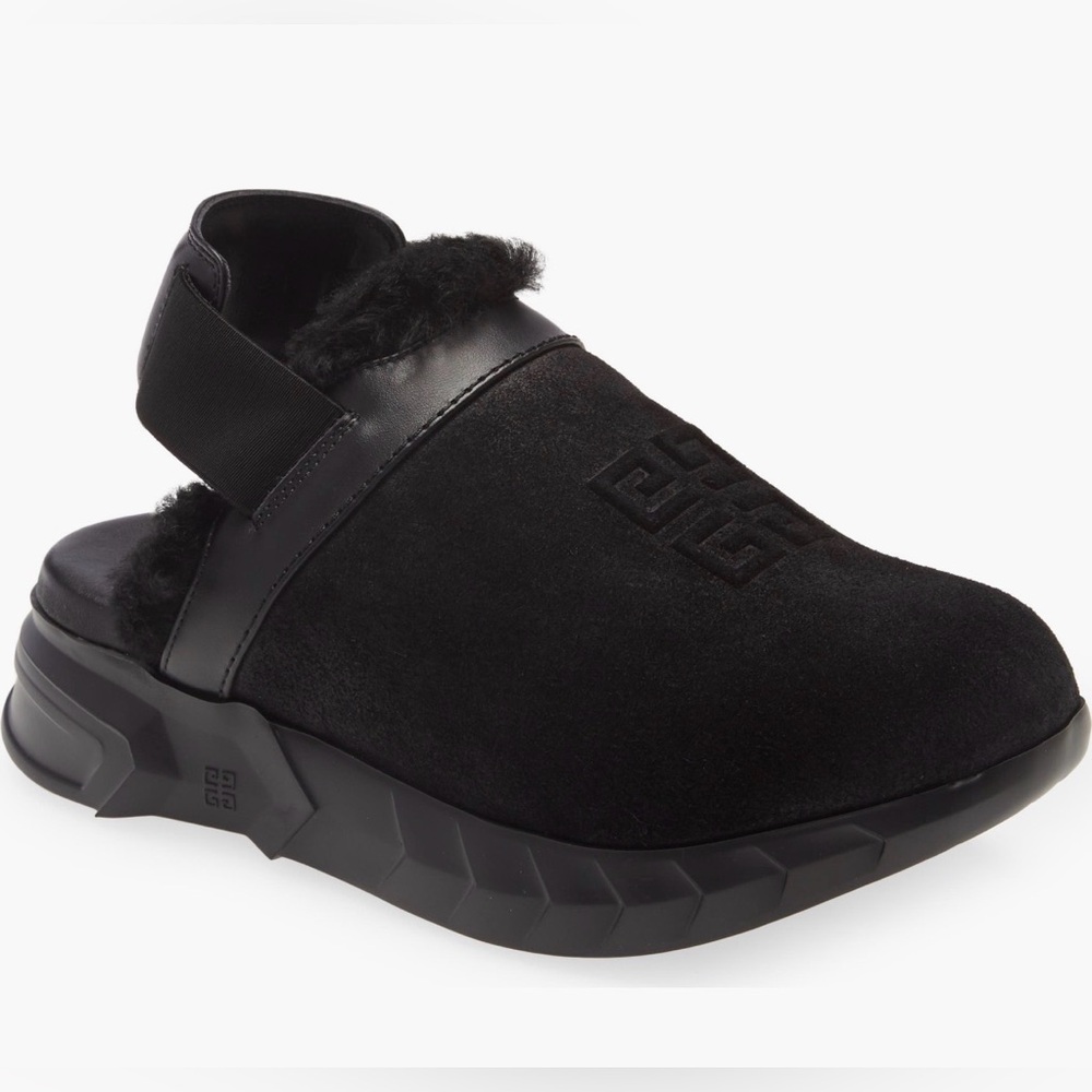 Givenchy Black Shearling Mules